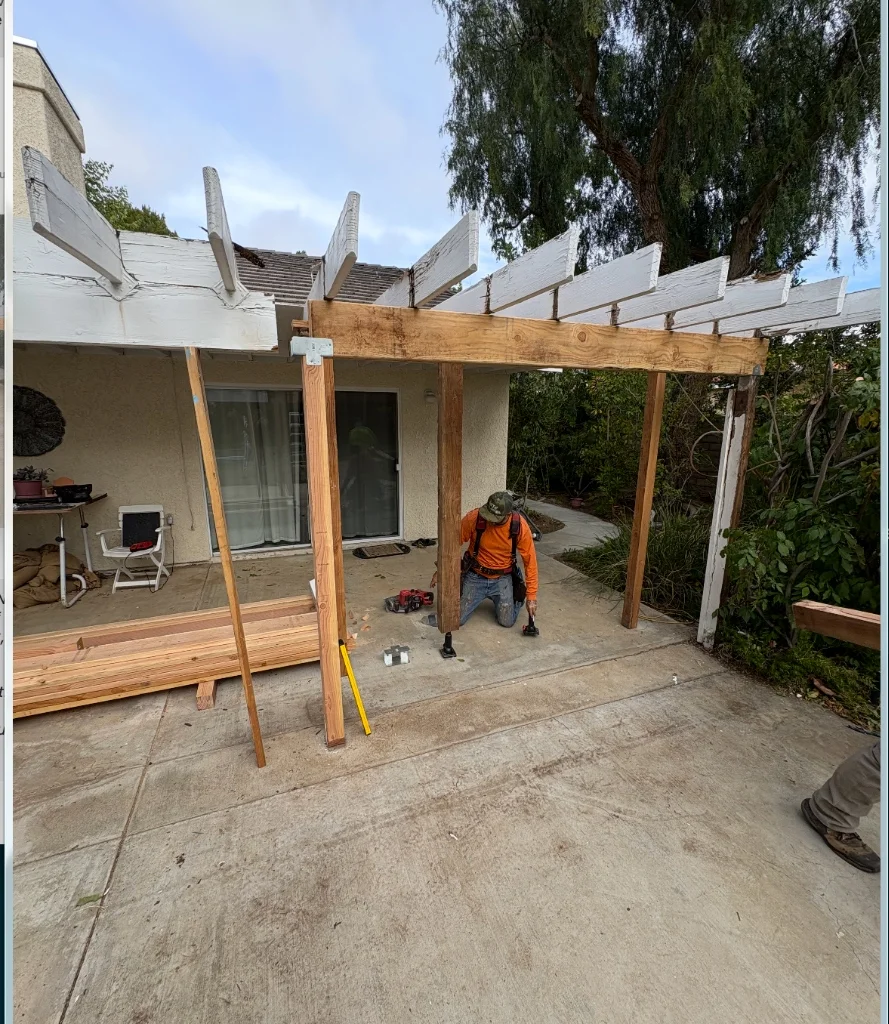 Heavy Structural Timber Post & Main Header Installation